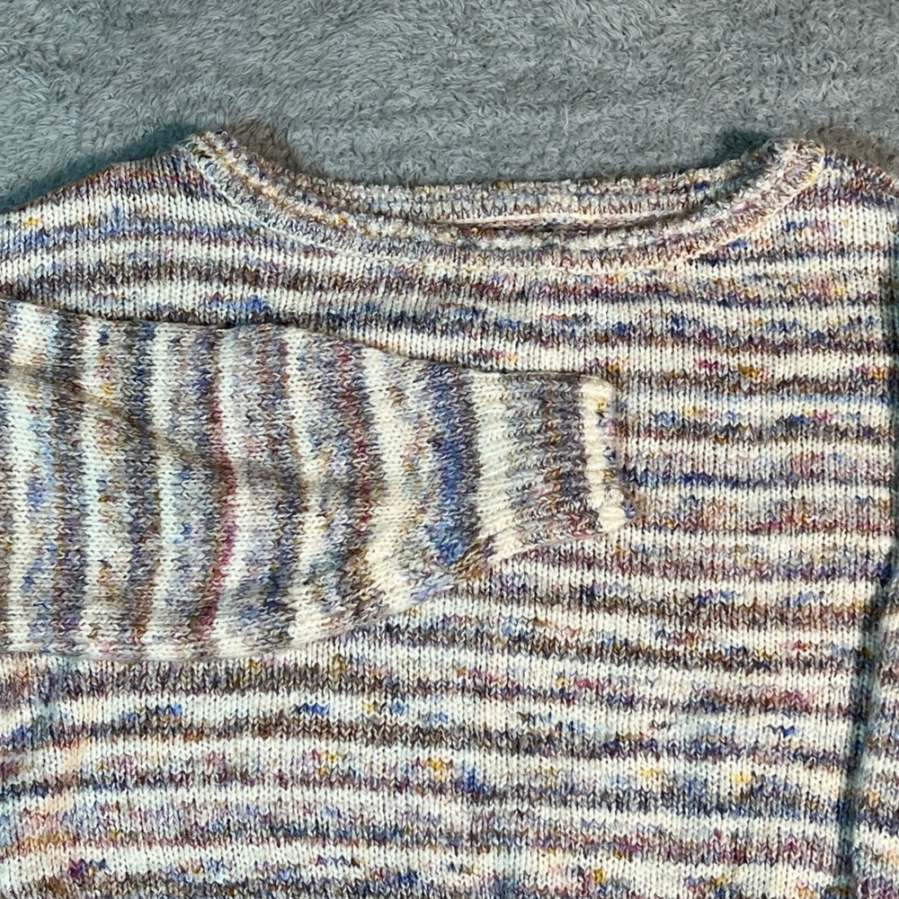 Hollister Multi Color Space Dye Knit Cropped Crew Neck Sweater Small
